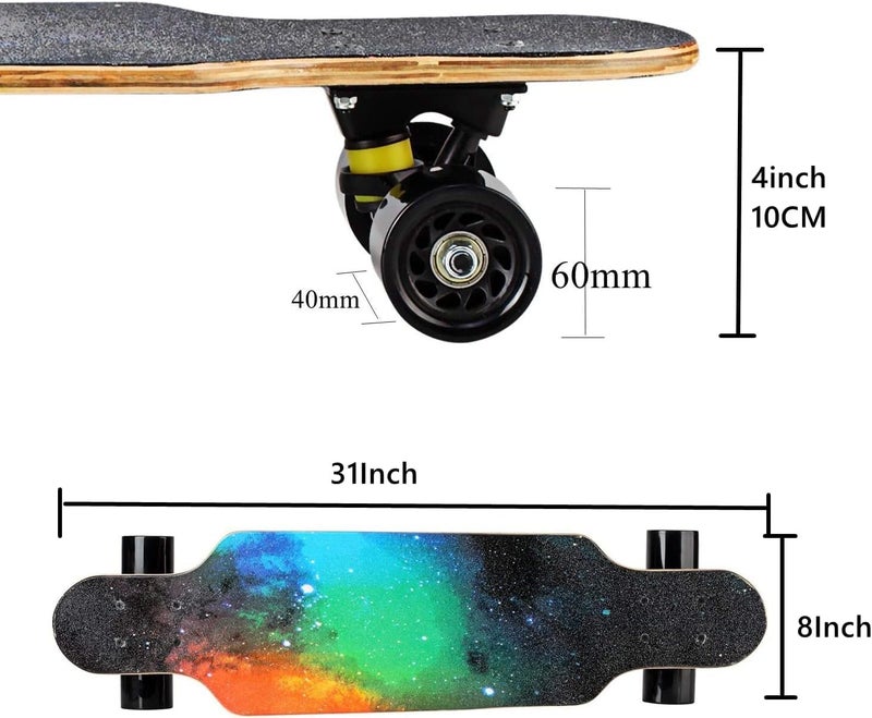 asktom 31" Longboard 7 Layers Skateboard Pro Complete Cruiser for Cruising, Carving, Free-Style and Downhill with T-Tool - Image 2
